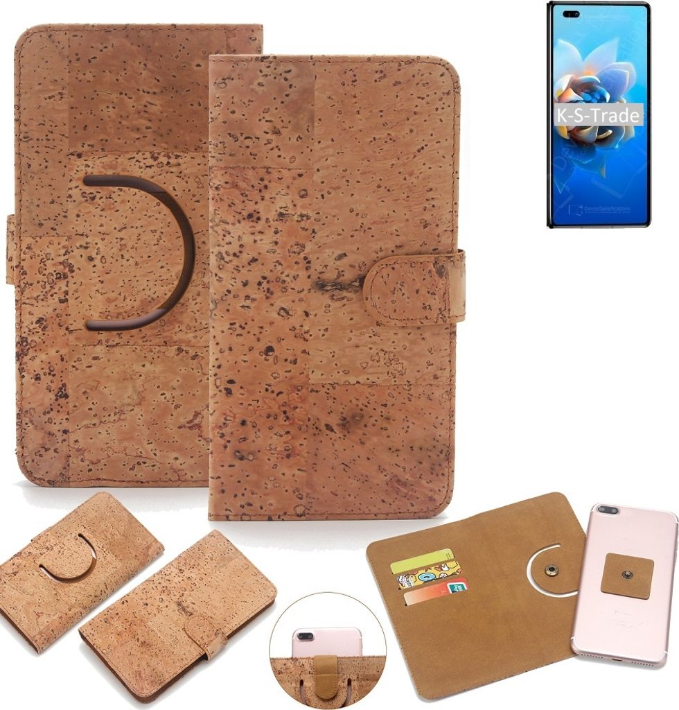 K-S-Trade Handy Hülle Schutz Hülle kompatibel mit Huawei Mate X2 Handyhülle Schutzhülle Korkhülle Kork-Hülle 1x