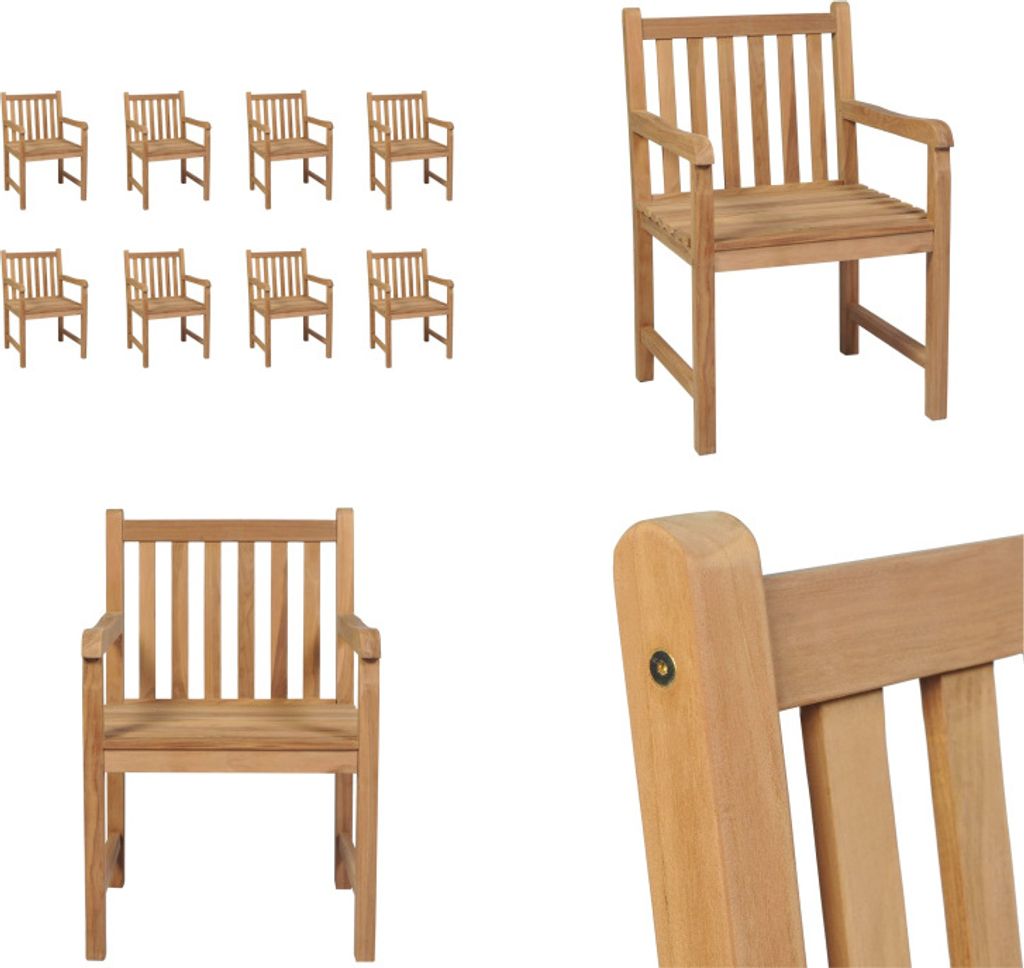 vidaXL Gartenstühle 8 Stk. Massivholz Teak - Gartenstuhl - Gartenstühle - Outdoor-Stuhl - Outdoor-Stühle