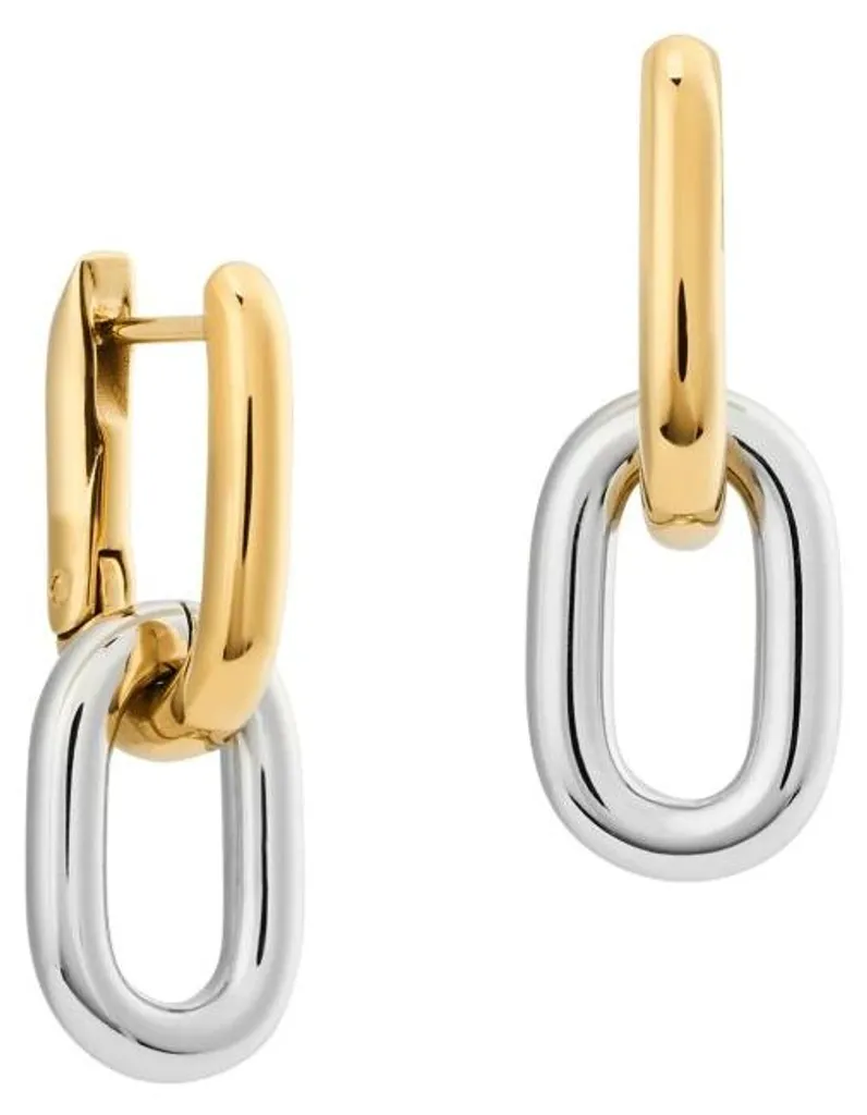Boucles d'oreilles pendantes bicolores 2 en 1 pour mixer or et argent