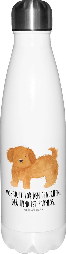 Mr. & Mrs. Panda Thermos Hund Flauschig - Weiß - Geschenk, thermosflaschen, Trinkflasche, trinkflaschen, Hunde, Hundeliebe, Witzig, Edelstahlflasc...