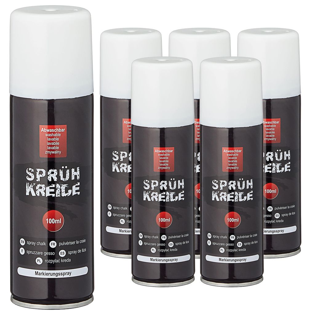 Kreidespray Weiß 6er Set 4,5x15x5cm VOC 32% Dosenvolumen Produktbild 