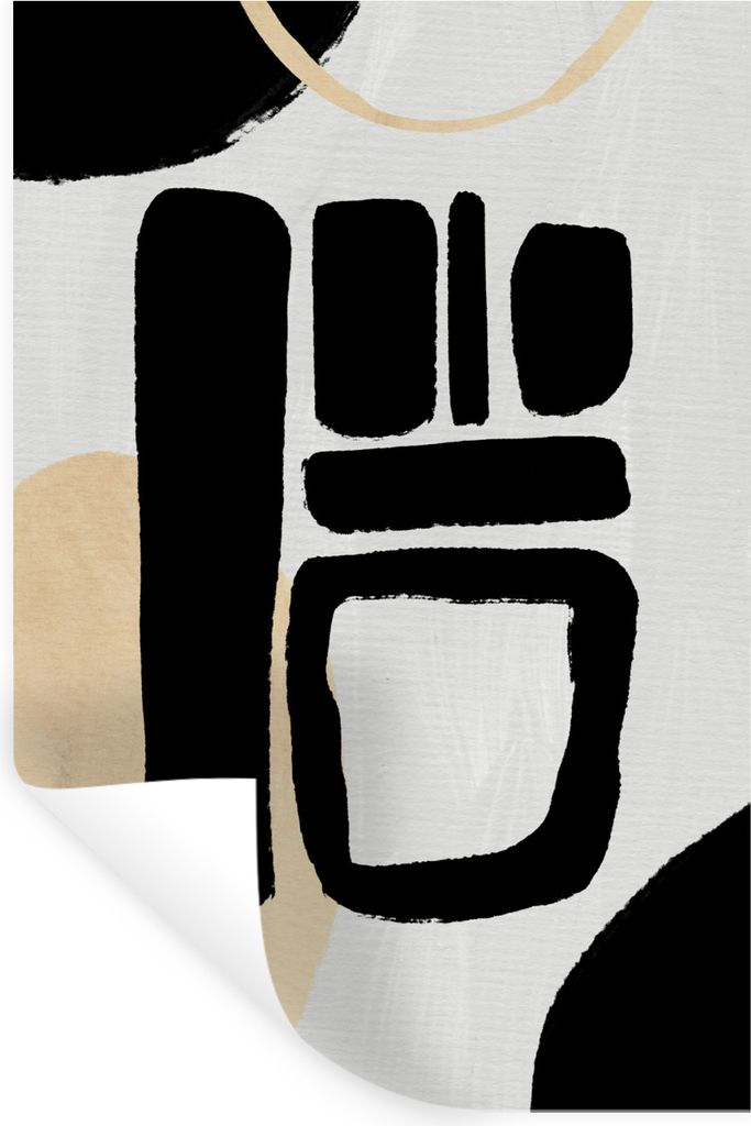MuchoWow Wandtattoo Wandsticker Wandaufkleber Farbe - Schwarz - Kreis 60x90 cm Selbstklebend und Repositionierbar - Sticker - Dekorfolie