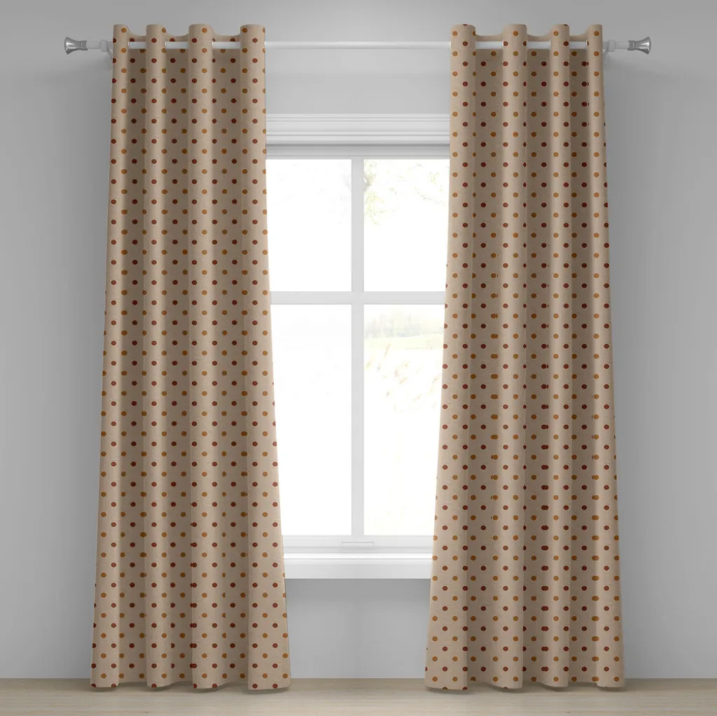 Paire de Rideaux Décoratifs à Pois Vintage Marron - 280x175 cm Grungy