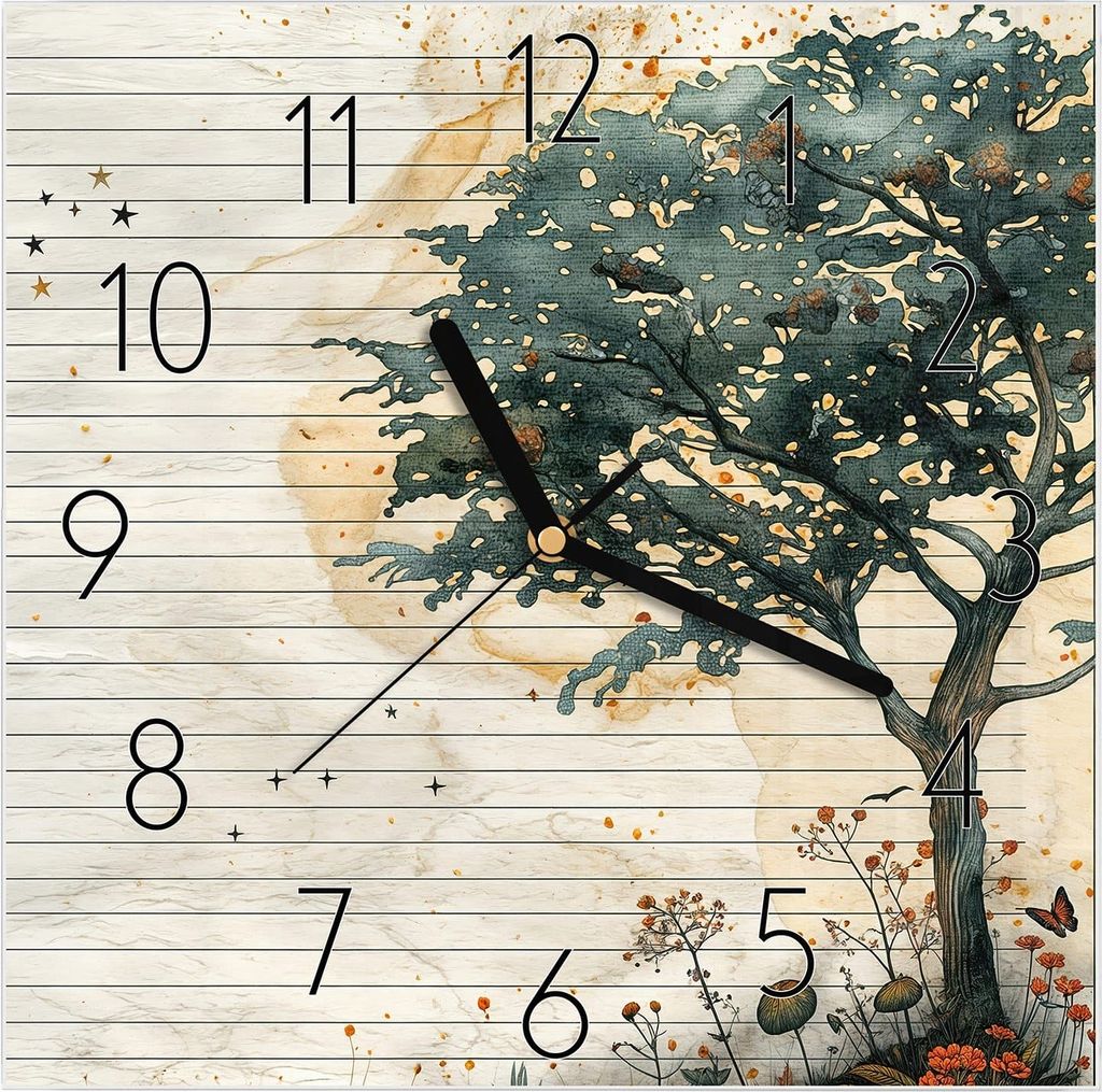 Wanduhr aus Glas mit Motiv Natur Notizblock- 30 x 30 cm - Produktbild 