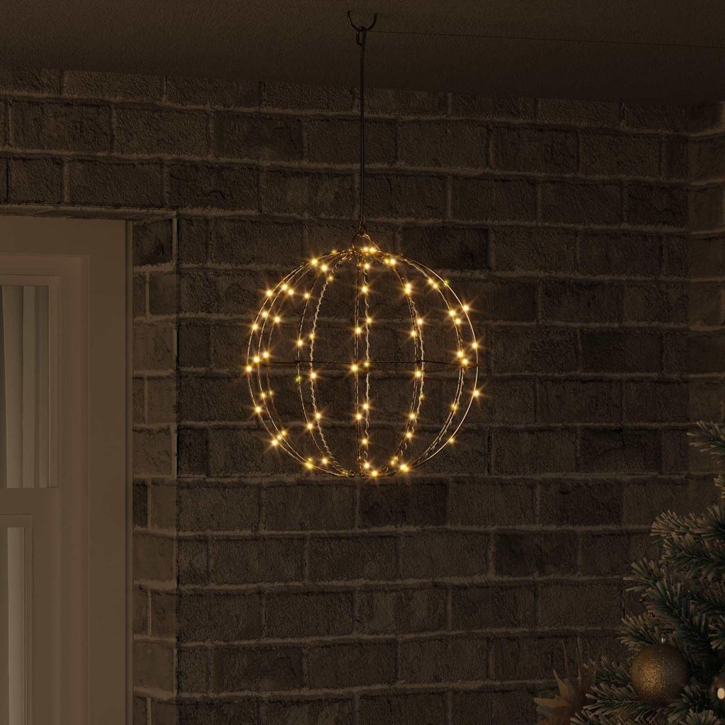 vidaXL Ball mit 96 LEDs Warmweiß 31,5 x 31,5 x 32 cm Metall Produktbild 