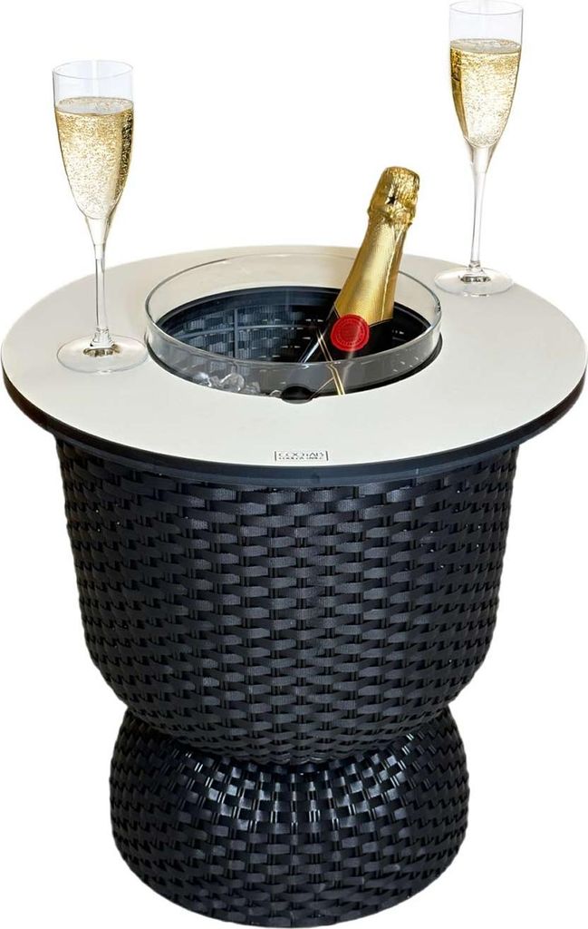 COOTAB Cooler Table PARIS 3-in-1 Loungetisch mit Acryl-Kühler - Schwarz/Champagner