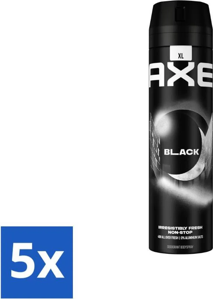 Ax Deodorante spray per il corpo Nero 200 ml - Confezione risparmio - 5 pezzi