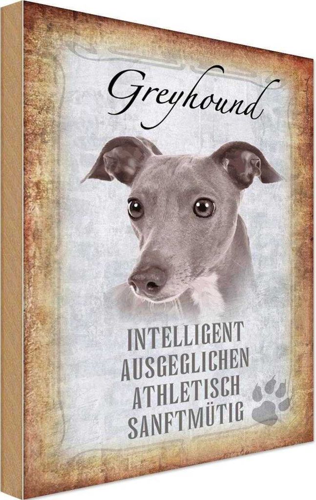 vianmo Holzschild 18x12 cm Greyhound Hund Tier Haustier