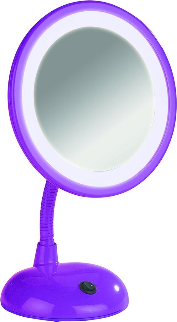WENKO 3656444100 LED Kosmetikspiegel Style Purple - Standspiegel, Kunststoff, 17.5 x 28 x 12 cm, Lila
