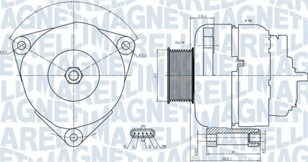 Alternateur MAGNETI MARELLI 063731739010 - Générateur de Courant 12V 70A
