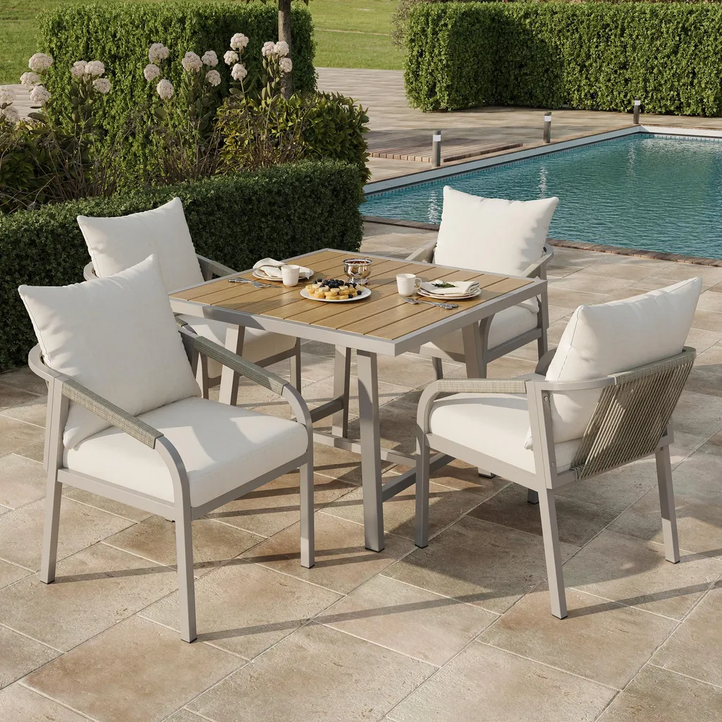 Petit salon de jardin 4 places Fliek kaki pour optimiser votre espace