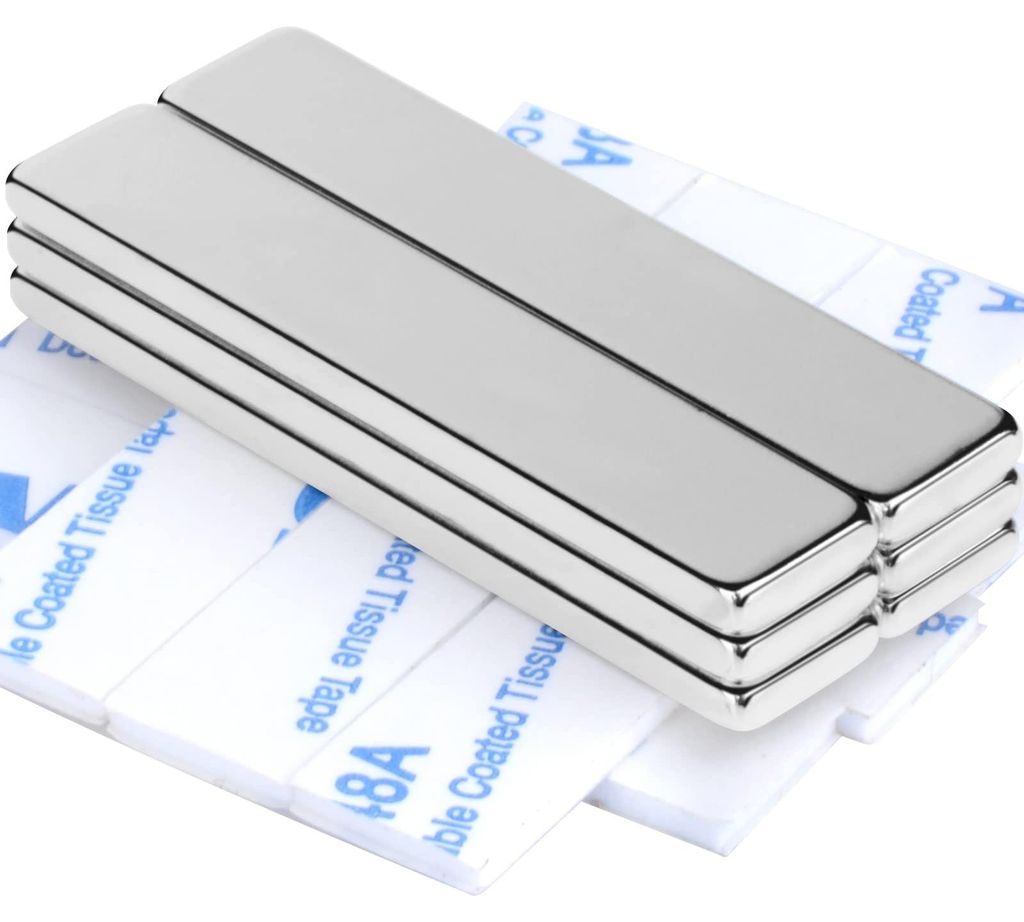 50 x 10 x 3 mm Neodym-Magnete, extra stark, 6 Stück selbstklebende Magnete, starke Klebemagnete, Magnete für Magnettafeln, rechteckige Magnete f...