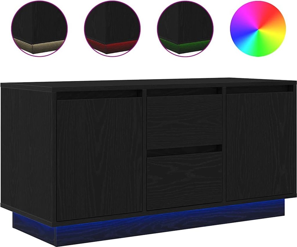 TV-Schrank mit LED-Leuchten Schwarz Eichen-Optik 100x41x50 cm