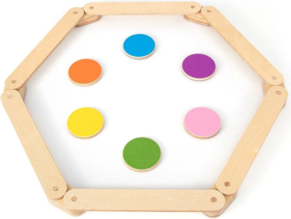 12 tlg. Balancierbalken mit 6 Balanciersteine frei kombinierbar aus Holz für Kinder