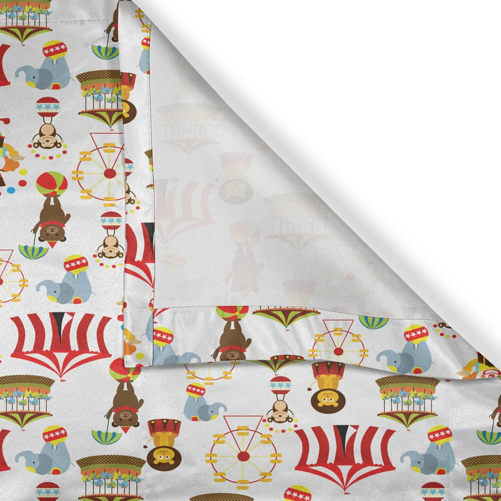 ABAKUHAUS Tenda con occhielli da circo, elefante da circo, orso, scimmia, animali allegri che camminano in cerchio, stampa classica magica festosa, tende decorative a 2 pannelli per finestre, 280 cm x 245 cm, multicolore - 2