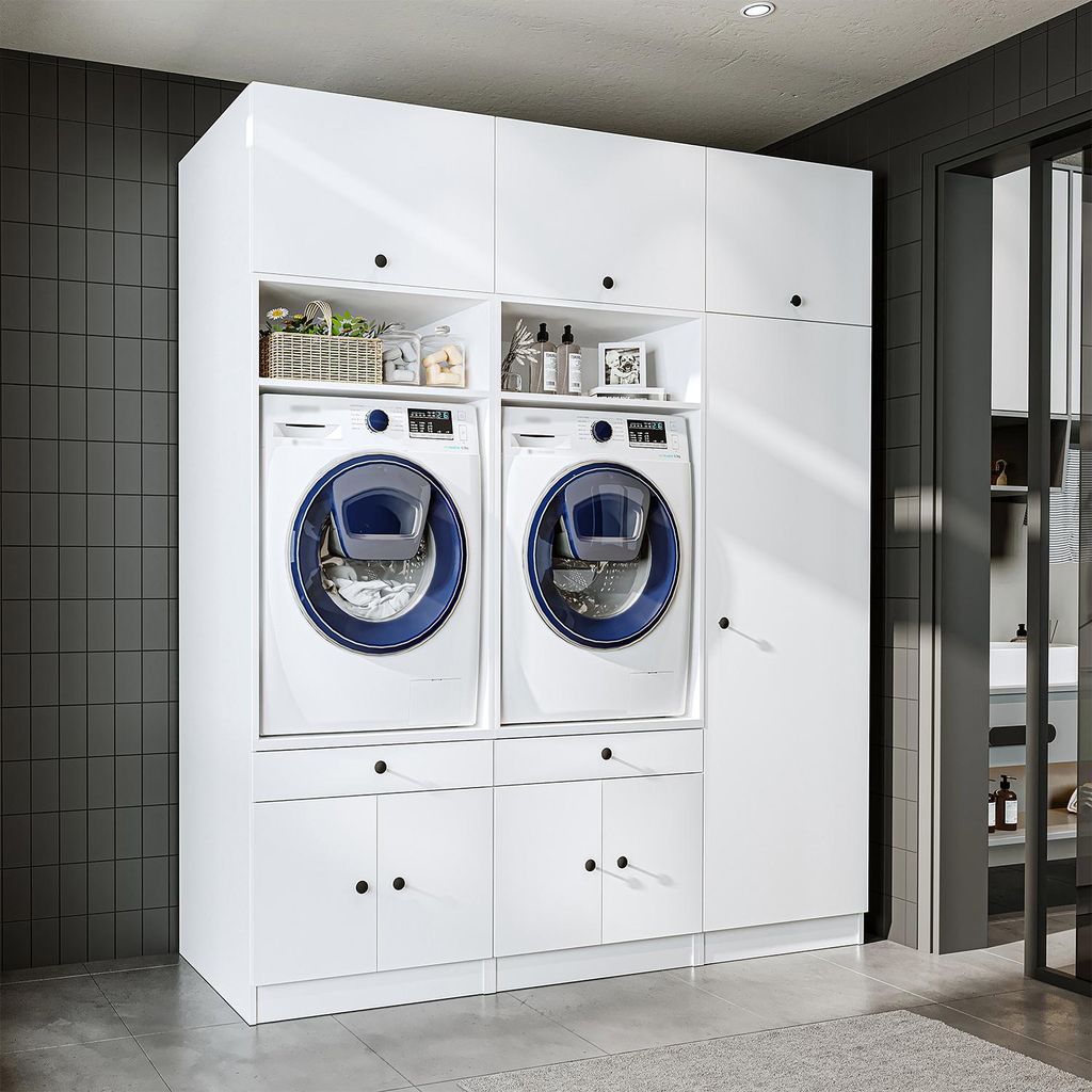 Roomart SERIE 1 Schrankwand 194 cm breit, Weiß Produktbild 