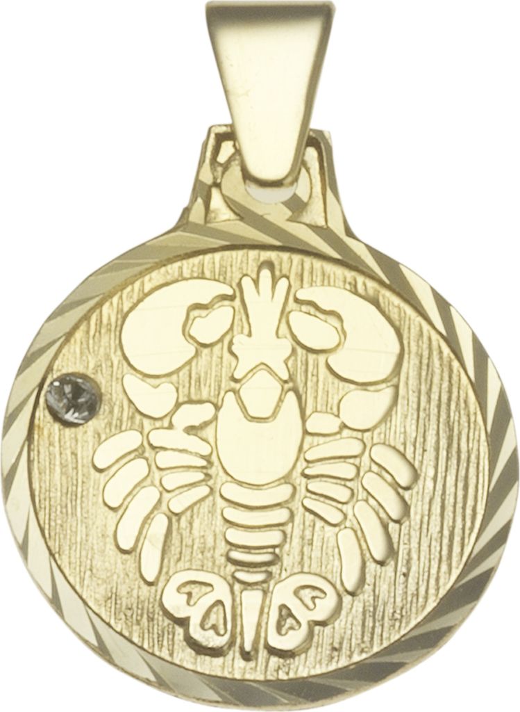 F Anhänger Sternzeichen Krebs 333/- Gold 1,7cm gelb Kristall 203340101KR