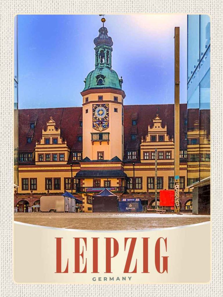 vianmo Holzschild 40x30 cm Leipzig Deutschland Kirche Architektur Bildmotiv Reisemotiv Europa