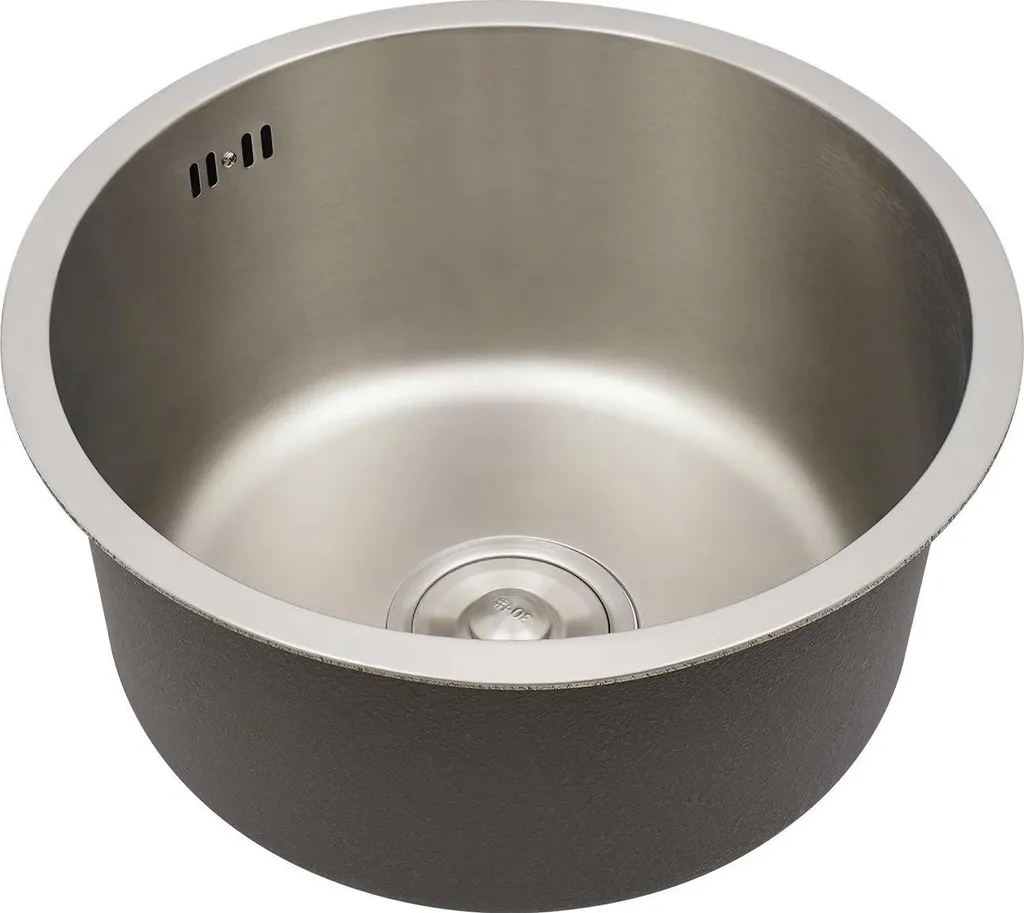Petit évier rond encastrable sous plan en inox argent pour kitchenette