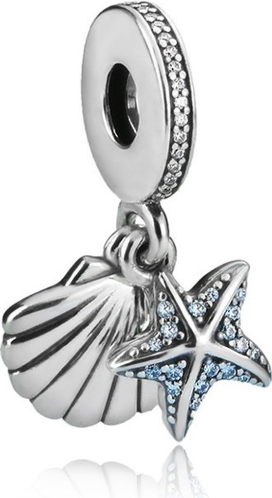 PANDACHARMS Seestern und Muschel Charm Anhänger, 925er Sterling Silber, passt zu Pandora