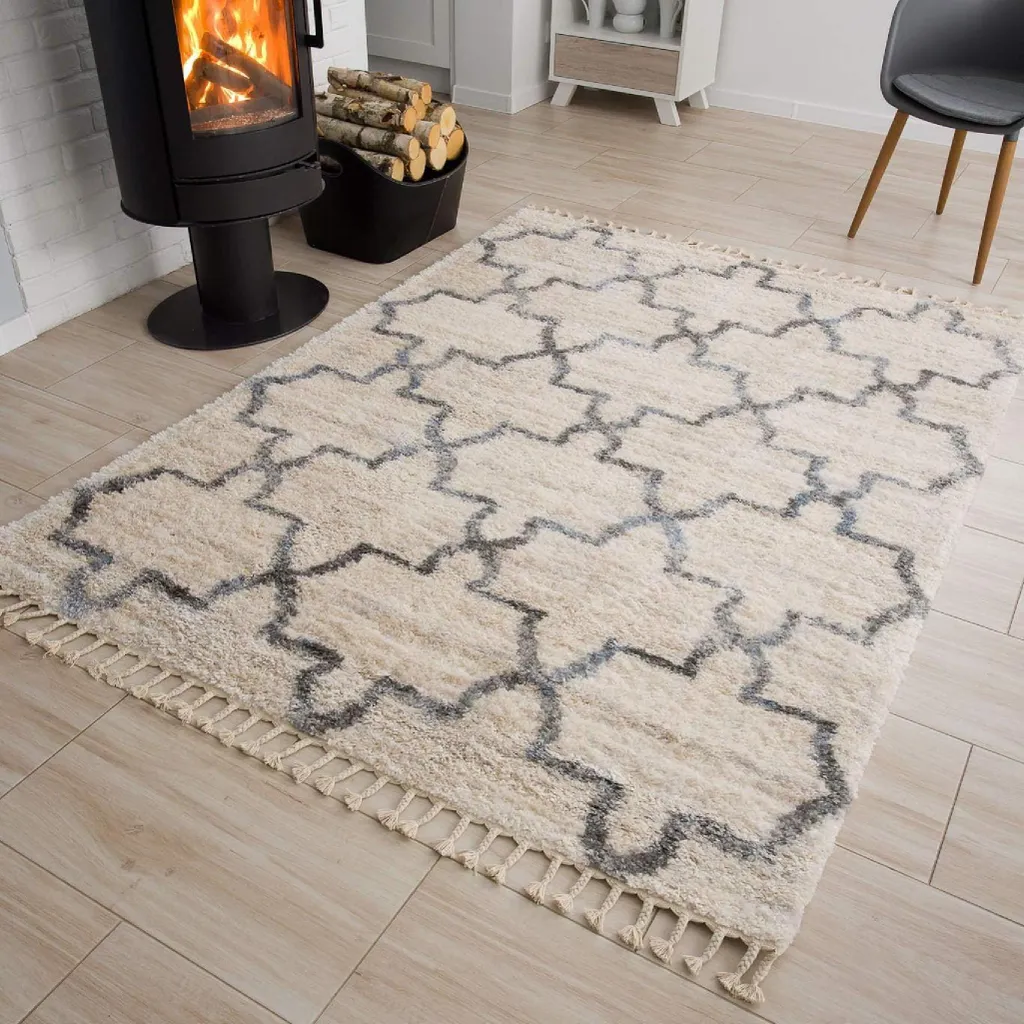 Tapis de Salon Anti-Poussière Crème Beige 120x170 - Facile à Entretenir