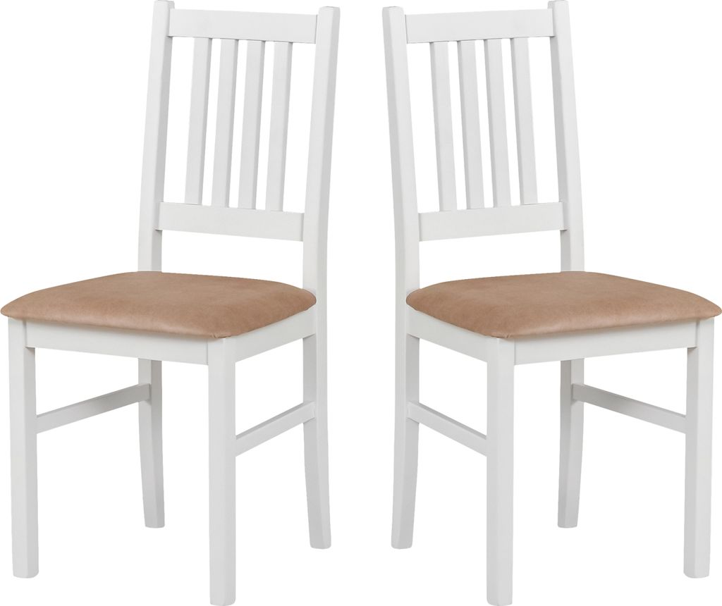 LeafDesign Esszimmerstühle Holz - Stuhl Buche Massiv - Stühle Esszimmer 2er Set - Holzstuhl - Esstischstühle -Küchenstühle 2er Set, BOS 1, weiss