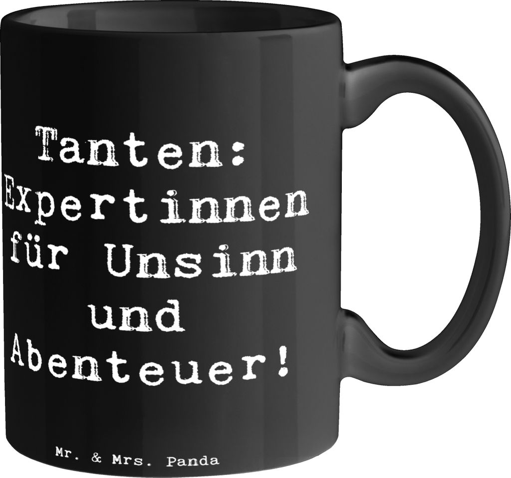 Mr. & Mrs. Panda Teetasse Spruch Tante Abenteuer - Schwarz - Geschenk, Pott, Tasse, persönliche Erinnerungen, Verwandte, energisch, Kaffeebecher, ...
