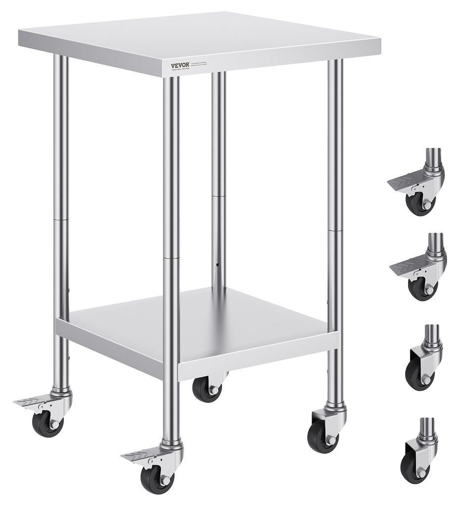 Mesa de trabajo de acero inoxidable VEVOR, 61 x 61 x 96,5 Imagen del producto 
