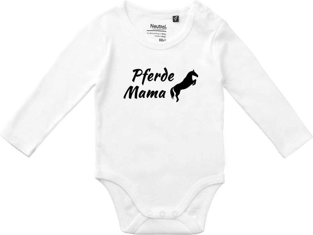 Huuraa Baby Body Pferdemama Silhouette 62 White Baumwolle Fairtrade Langarmbody Geschenkidee