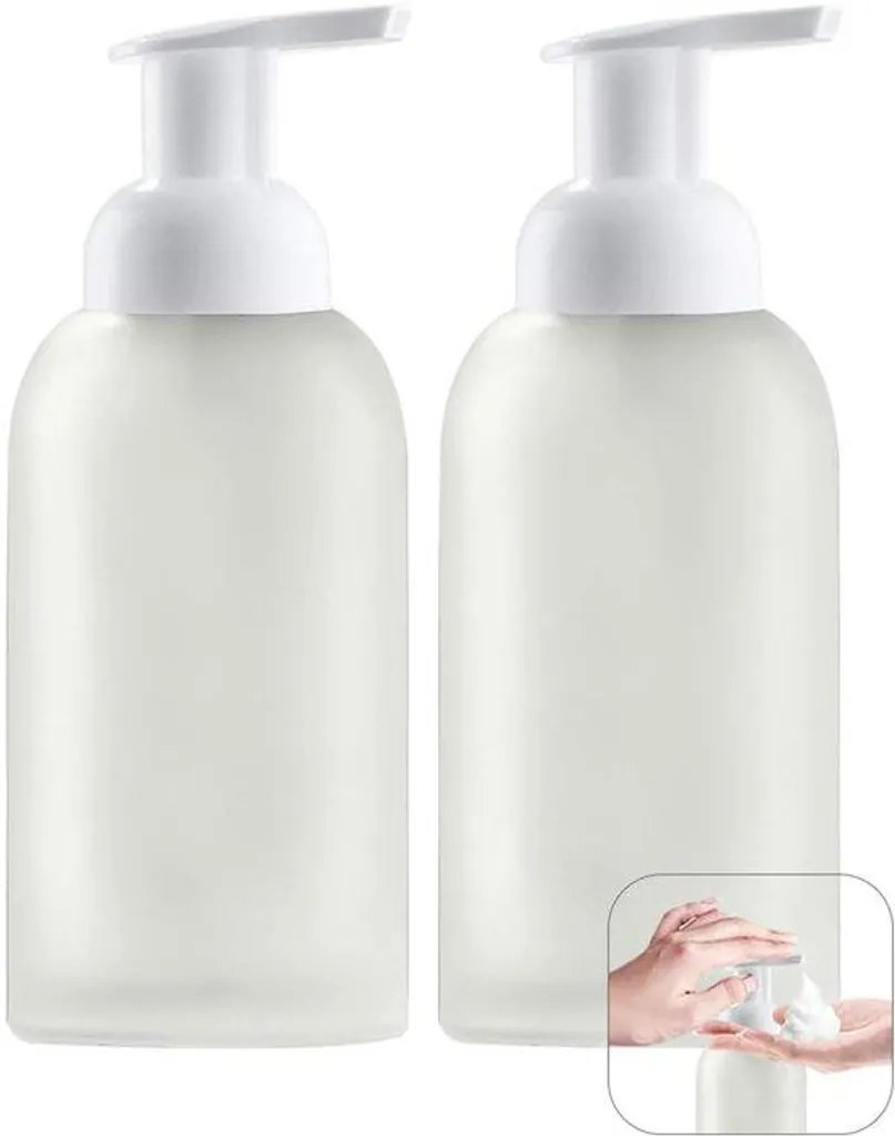 Duo distributeur de savon liquide pour salle de bain en verre blanc 350ml