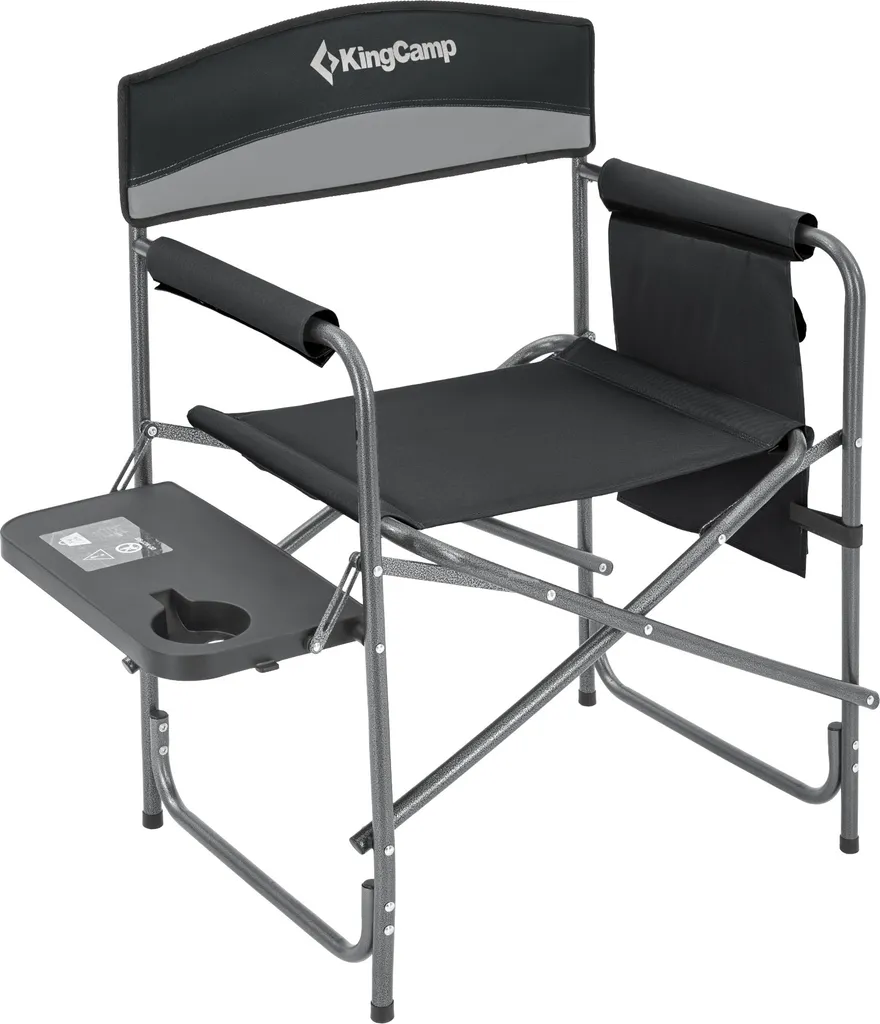 Chaise de camping pliante King Camp ASH B10 noir et gris avec accoudoirs