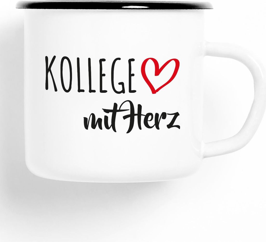 Huuraa Emaille Tasse Kollege Geschenk Kaffeebecher Vintage 300ml Kollege Präsent