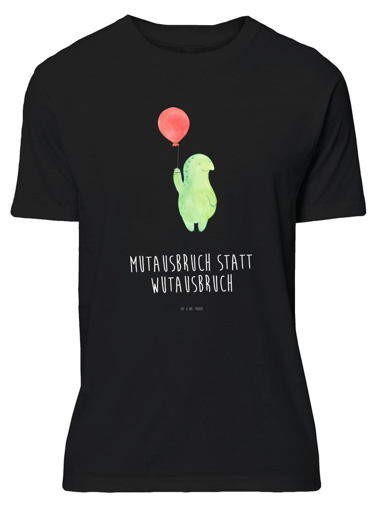 Mr. & Mrs. Panda Shirt Schildkröte Luftballon - Schwarz - Geschenk, oberteil, T-Shirt, Motivationsspruch, Schildkröten, Tshirt, Jersey-Shirt, S