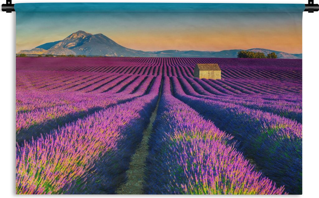MuchoWow Wandteppich Wandbehang Lavendel - Berg - Blumen 150x100 cm Tapisserie Dekoration Wandtuch - Waschbar - Tapisserien - Wand-Decke