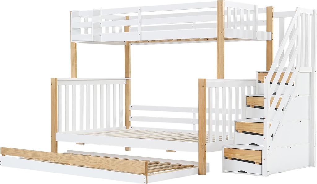Flieks Etagenbett 90x200/120x200cm mit Ausziehbett, Produktbild 