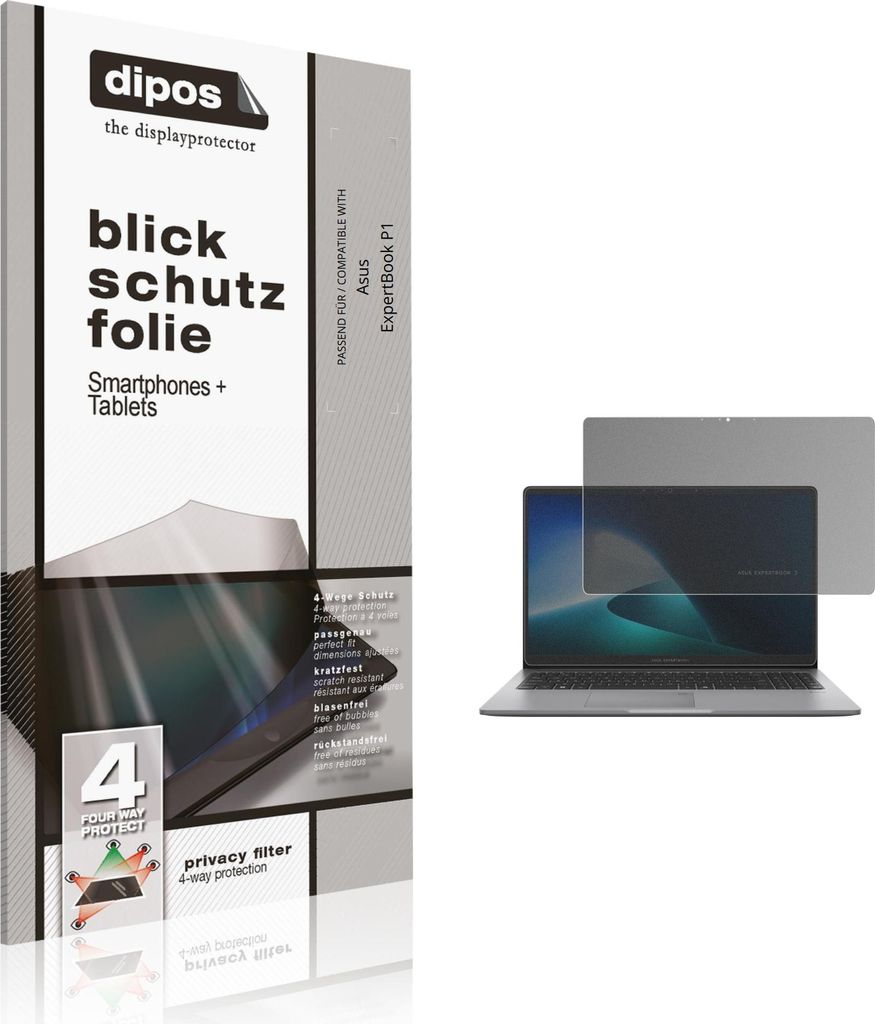 Blickschutzfolie für Asus ExpertBook P1 matt Schutzfolie Folie Display Schutz dipos
