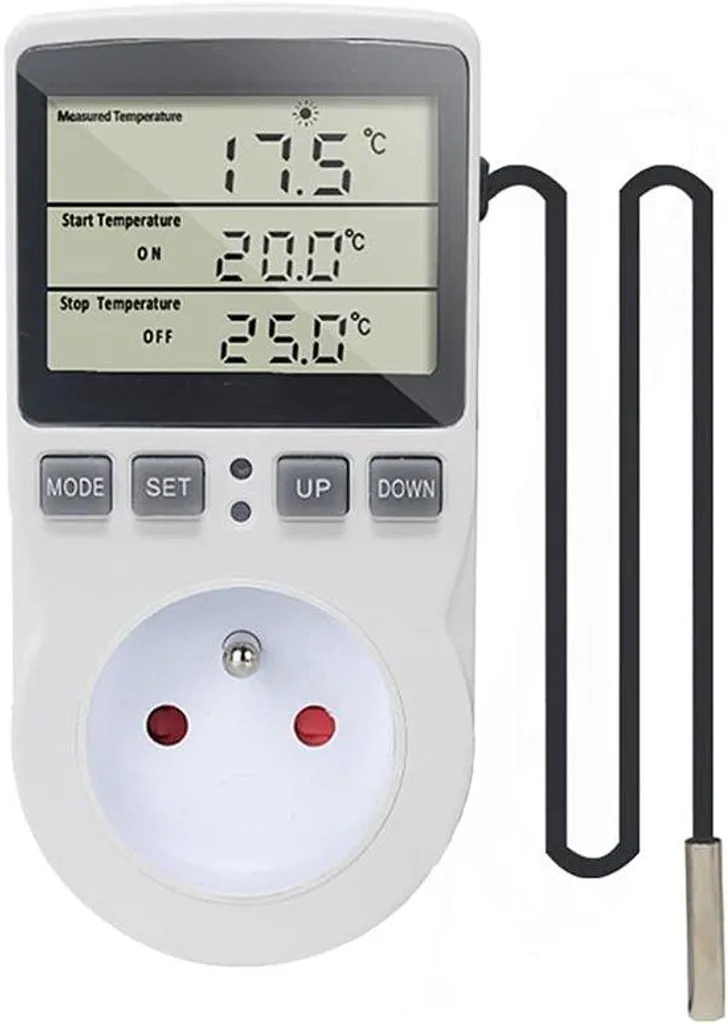 Thermostat pour aquarium et terrarium avec prise de régulation précise