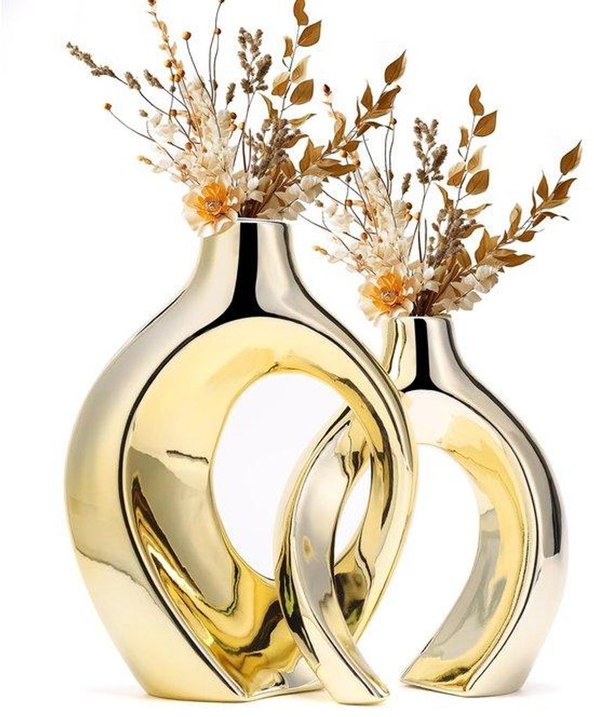 Keramische Moderne Bureaudecoratie, Elegante Binnen Vaas, Slaapkamerdecoratie, Golder Keramik.