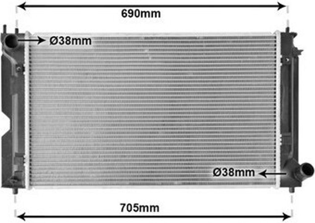 VAN WEZEL 53002386 Kühler Wasserkühler Motorkühler für TOYOTA COROLLA (ZZE12, NDE12, ZDE12) COROLLA Kombi (E12J, E12T) COROLLA Stufenheck (E12J...