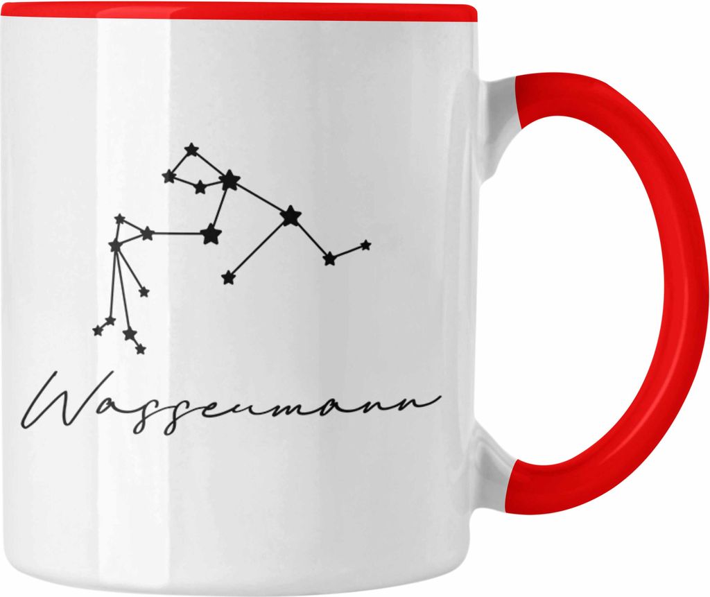 Trendation - Wassermann Sternzeichen Tasse Geschenk Horoskop Tierkreiszeichen (Rot)