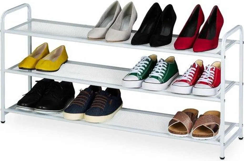 Meuble à chaussures 3 niveaux pour 12 paires - Panneau blanc 48x100x25,5cm