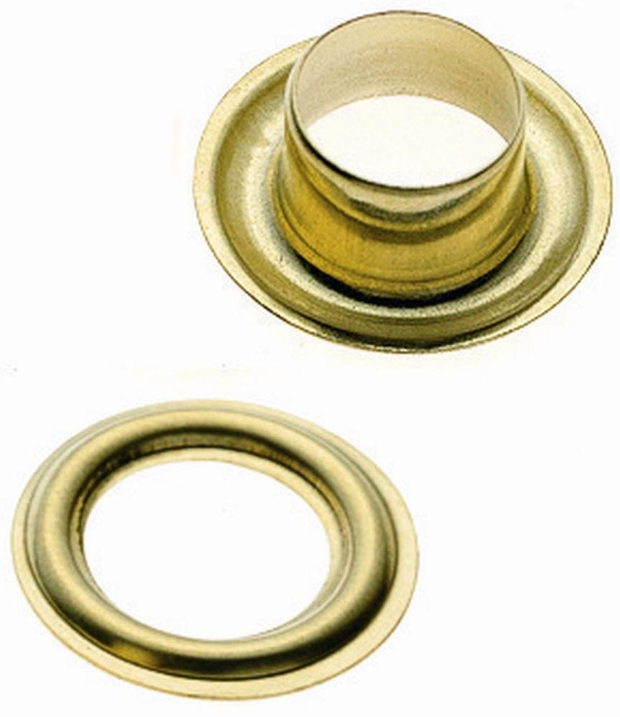 25 Stück goldene Messing Ösen 6 mm mit Werkzeug für Leder, Produktbild 