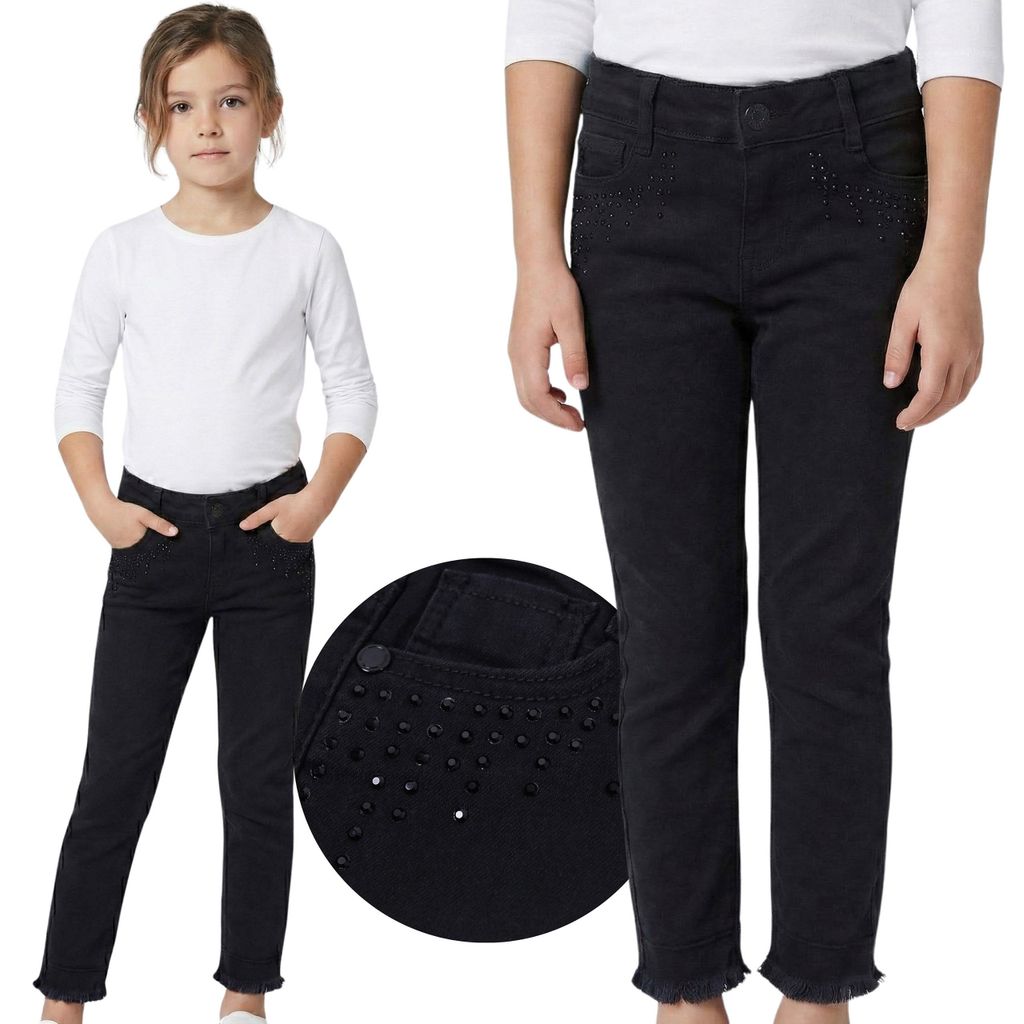Schwarze Slim-Fit-Hose für Mädchen mit bequemem Schnitt 104
