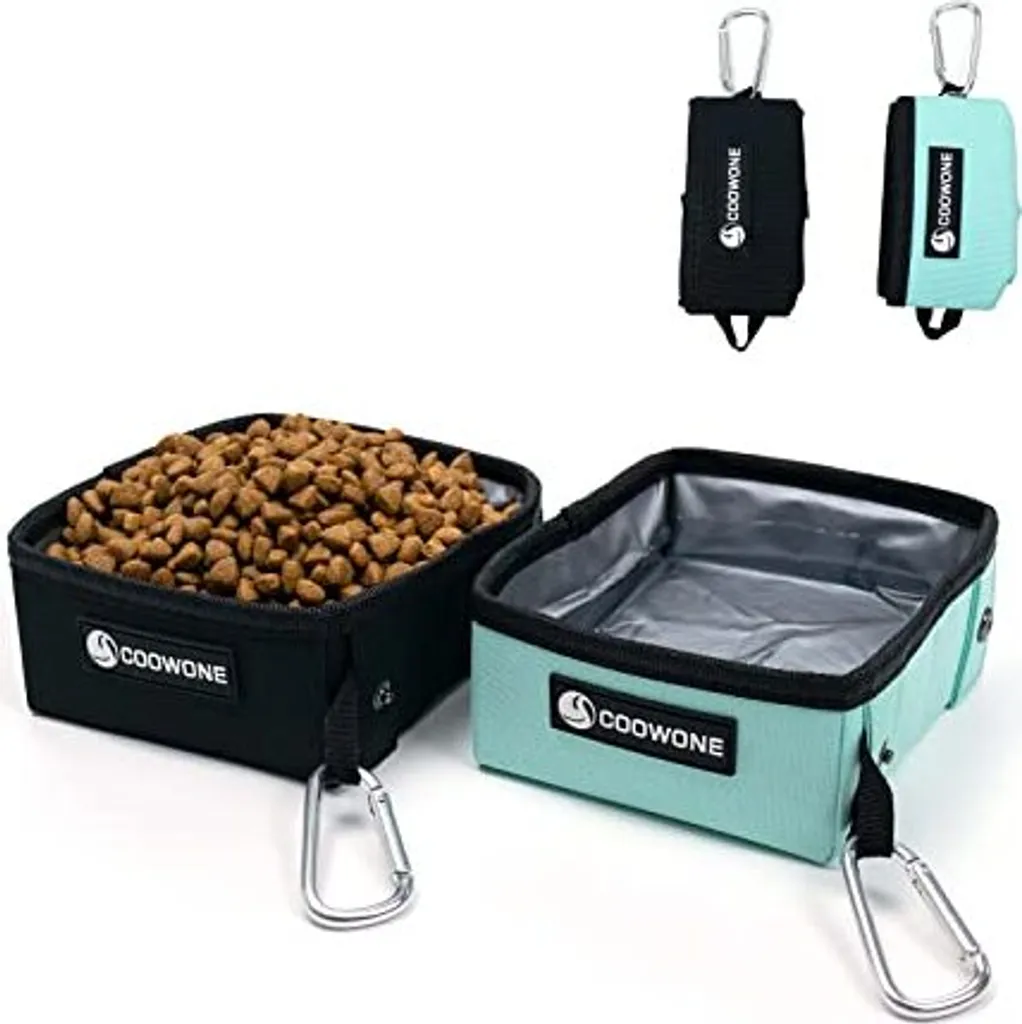 Ciotola Portatile Cane da Viaggio - Set 2 Pezzi Trekking e Campeggio