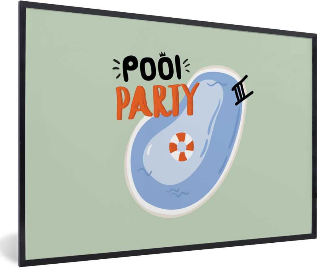 MuchoWow Gerahmtes Poster Pool - Wasser - Blau 60x40 cm - Poster mit Schwarzem Bilderrahmen Wandposter Rahmen Foto Bilder - Printing - Wanddeko S...