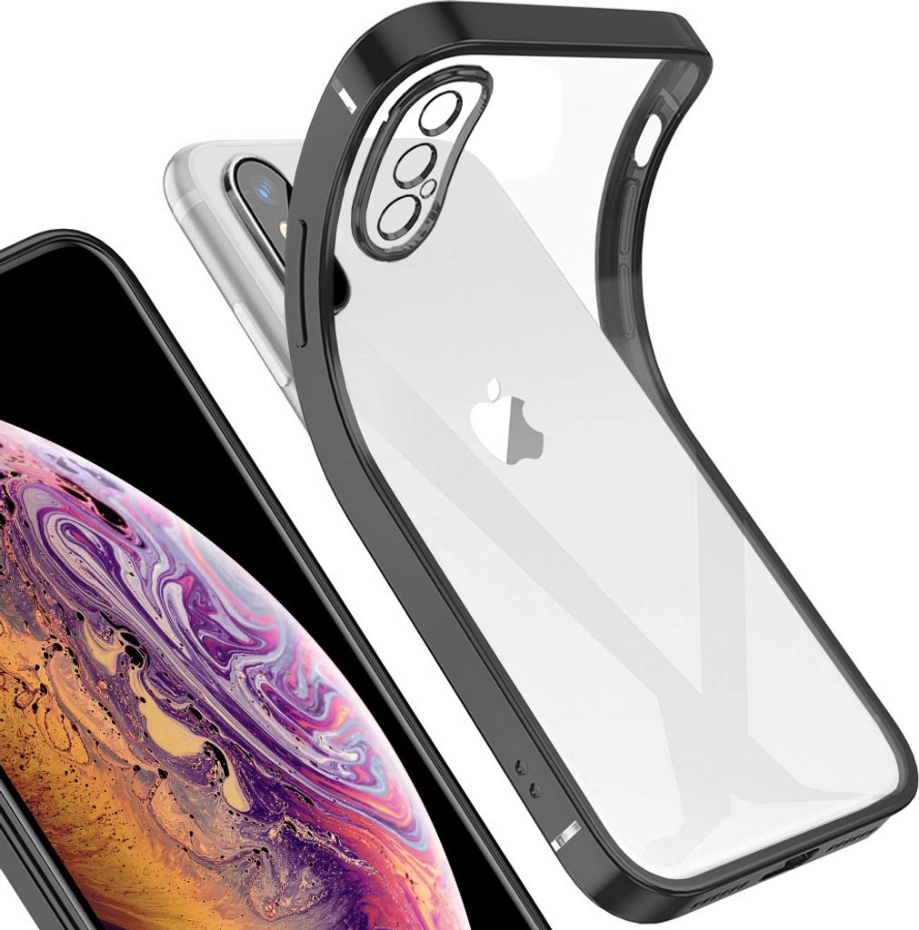 iPhone XS Max Hülle, LaimTop Leicht Transparent Klar Gel TPU Silikon Quadratisch Überzug Rahmen Schutzhülle für iPhone XS Max Schwarz
