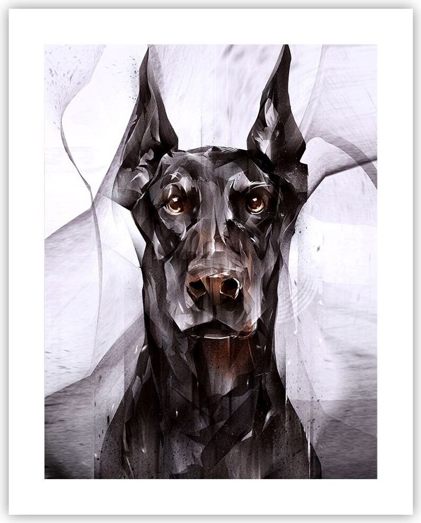 Poster - Poster ohne Rahmen - Hund Abstraktion - 40x50 cm - Wand Bild - Wanddeko - Wandbilder - Kunstposter - Wandposter - Bilder - Kunstdruck - Wa...