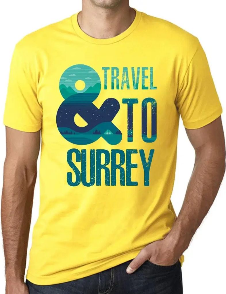 Herren Grafik T-Shirt Und Reisen nach Surrey – And Travel To Surrey – Öko-Verantwortlich Vintage Jahrgang Kurzarm Lustige Druck Geburtstag Ges...