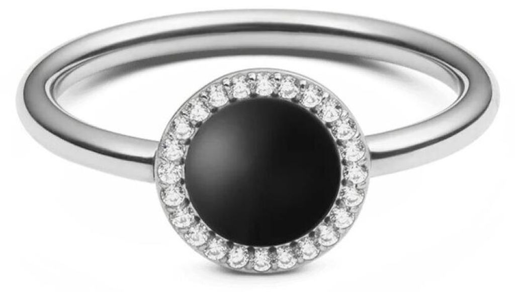 Eleganter Ring mit schwarzem Achat und Kristallen Audrey DW0040138 - Schaltung: 48 mm