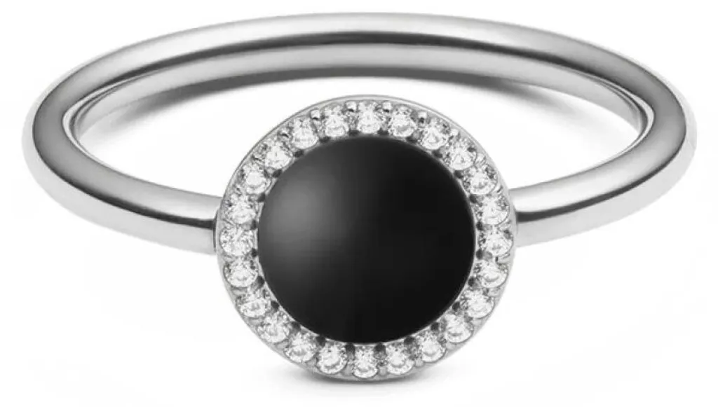 Bague Ajustée Taille 48 Agate Noire : Élégance sans Compromis Audrey
